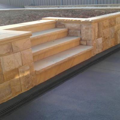 Sandstone retaining  ballast wall and stairs