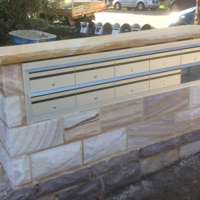 Rock faced sandstone letterboxes