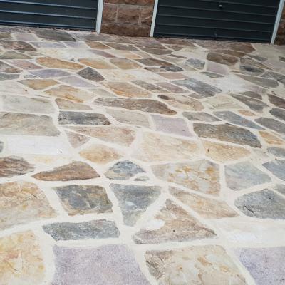 Sandstone flagging driveway high pressure cleaned & repointed