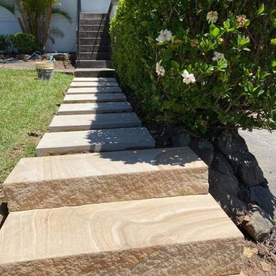 Solid sandstone steps in medium brown